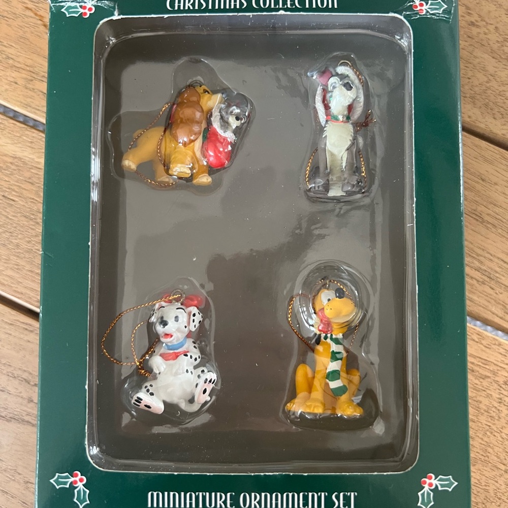 Disney Christmas Miniature Ornament Set Dogs
